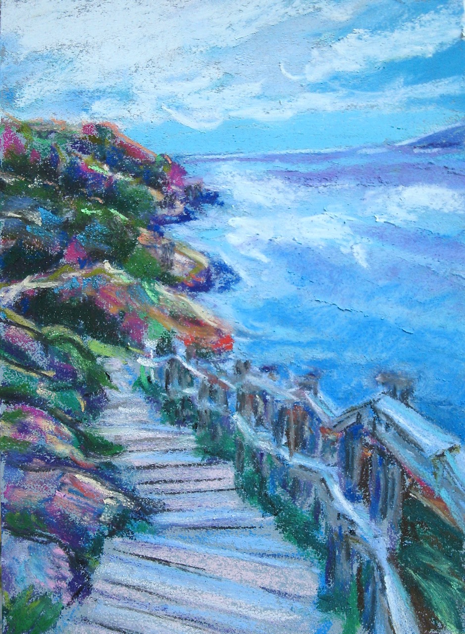 Pastel painting of the Signal Hill hike Newfoundland