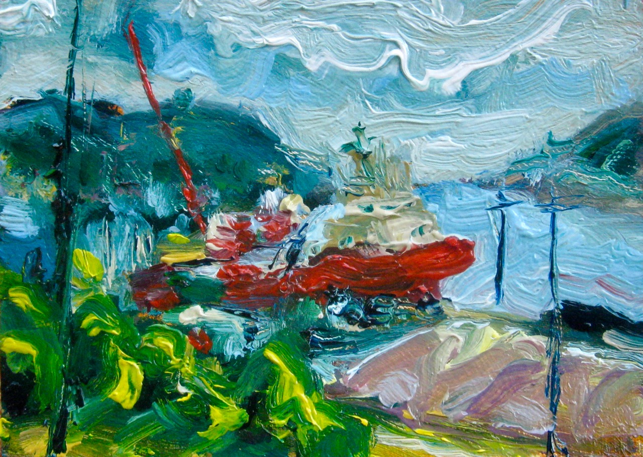 mini painting of St. John's working harbour