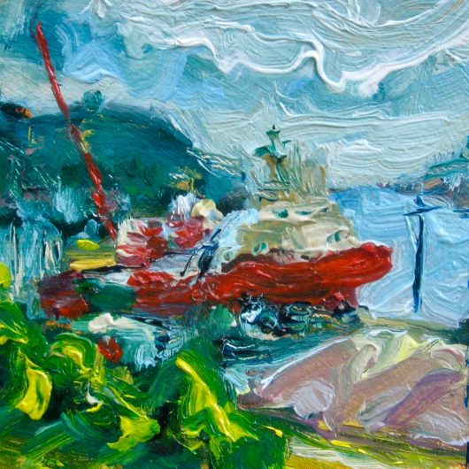 mini painting of St. John's working harbour