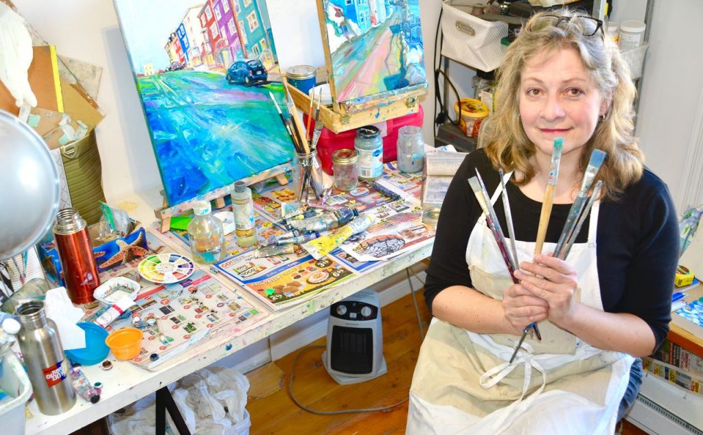 Canadian artist Irene Duma in her studio