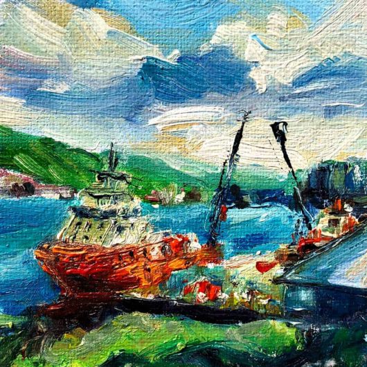 Oil painting - Ship in Sunny Harbour - St. John's