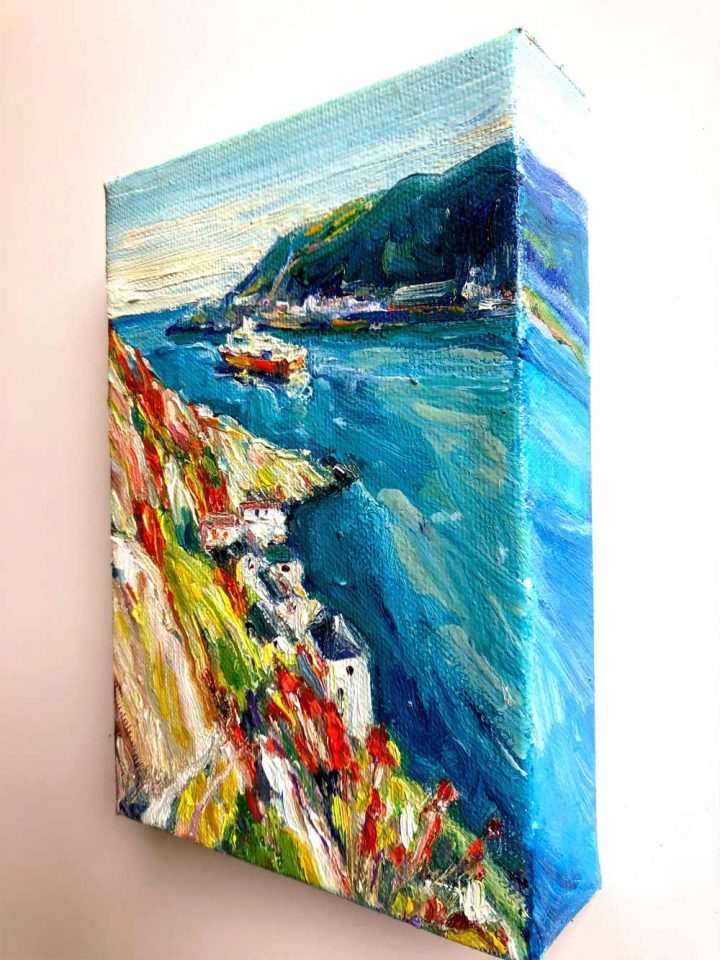 photo shows the right side of the painting called Tight Squeeze, which is painted.
