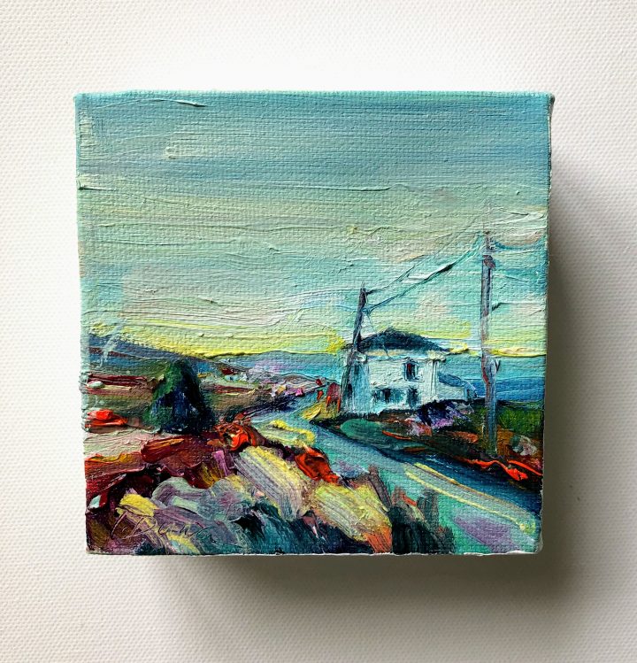 mini oil painting by Irene Duma of Winding Roads of the Baccalieu Trail