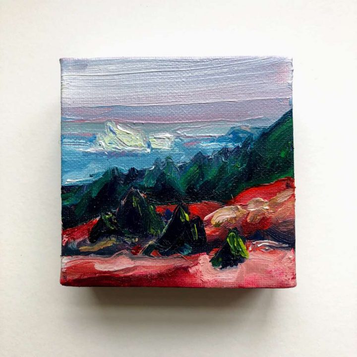 mini painting of icebergs, called Giant visitors