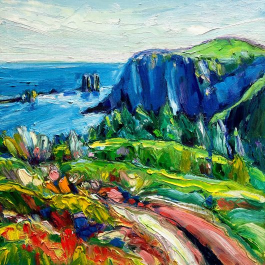 Original painting of Seastacks of Skerwink Trail