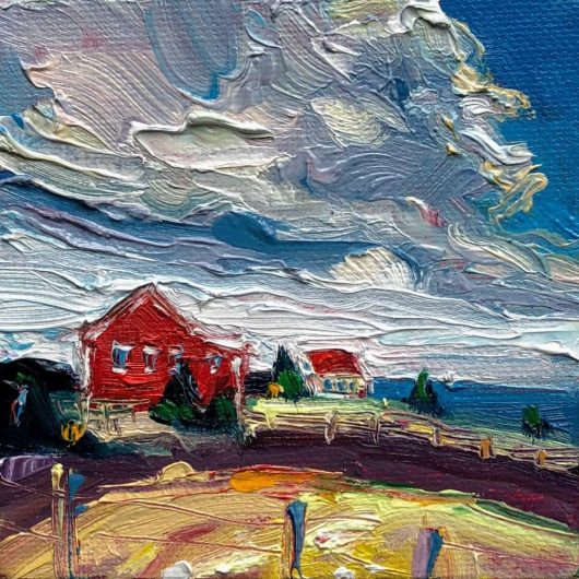 this is a landscape painting of Red House at Broad Cove