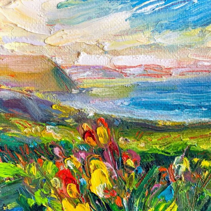 this is a landscape painting of View from Cape Spear