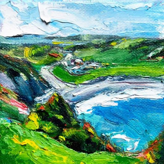 this is a landscape painting of View from Mid Summer Middle Cove